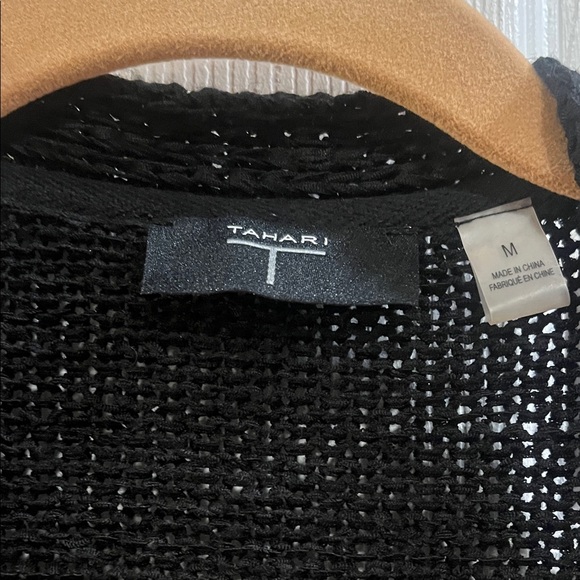 Tahari Black and Tan Plaid Cardigan - Picture 2 of 3